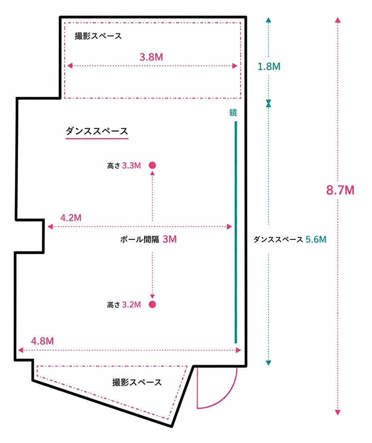 WHALES POLE DANCE STUDIOの見取り図